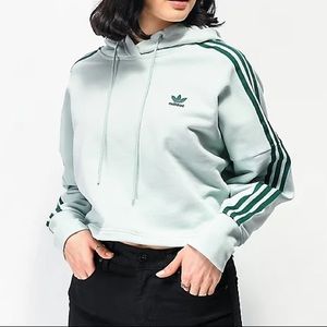 Adidas mint green cropped hoodie